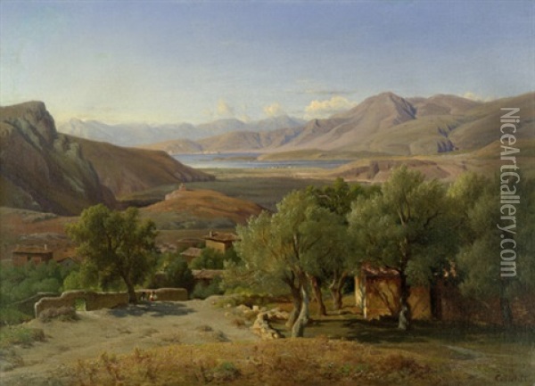 Blick Von Chryso Bei Delphi Auf Itea Am Golf Von Korinth Oil Painting - Ludwig Heinrich Theodor (Louis) Gurlitt
