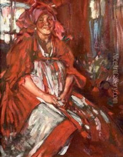 Paysanne Russe En Costume Oil Painting - Abram Efimovich Arkhipov