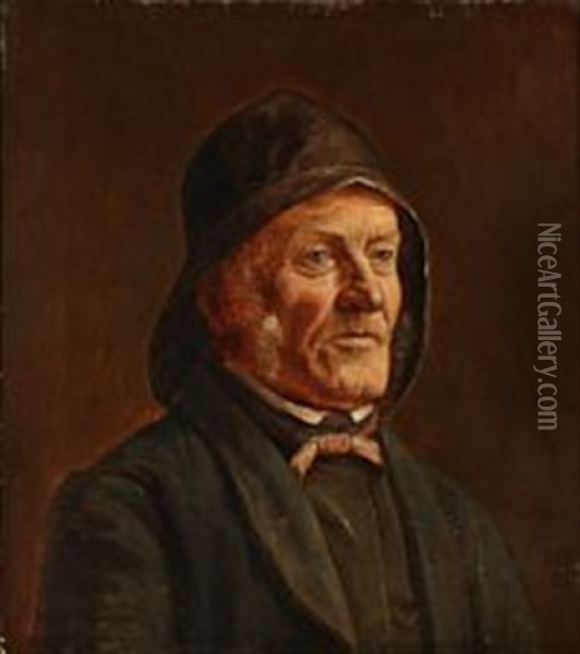 Portrait Of A Fisherman Oil Painting - Ludvig Abelin Schou