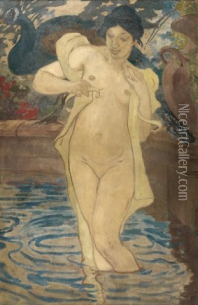 La Baigneuses Aux Paons Ou Nymphe A La Fontaine Oil Painting - Paul Elie Ranson