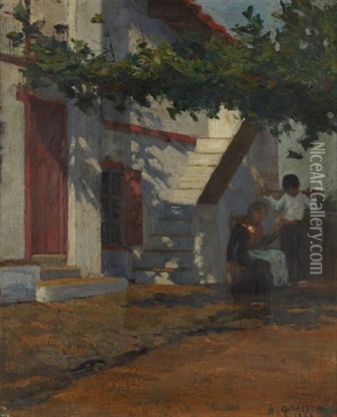 Mere Et Enfant Devant Une Maison Oil Painting - Georges Masson