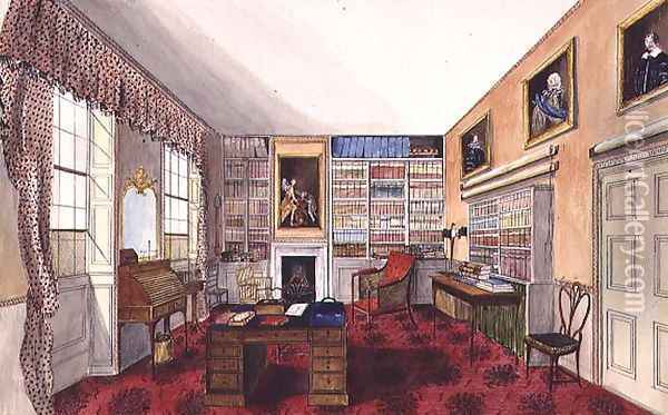 Mr. Cartwright's Study at Aynhoe, 1835 Oil Painting - Lili Cartwright