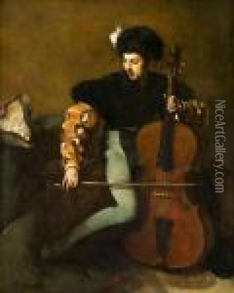 Le Jeune Violoncelliste Oil Painting - Ferdinand Victor Leon Roybet