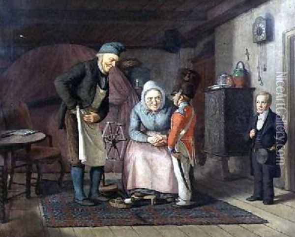 Visiting the Grandparents before First Communion Oil Painting - David Monies