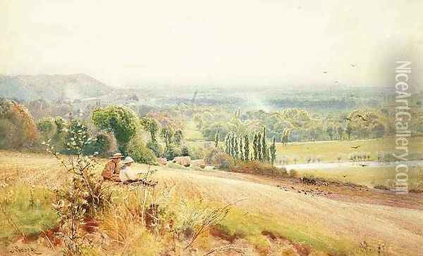 View from Hedsor Hill on the Thames near Cookham Oil Painting - John Pedder