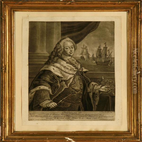 Portrait Of King Frederik V Of Denmark Oil Painting - Gabriel Bodenehr