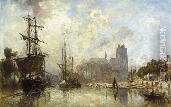 The Port Of Dordrecht Oil Painting - Johan Barthold Jongkind