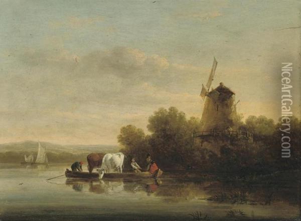 Crossing The River Oil Painting - Edward Charles Williams