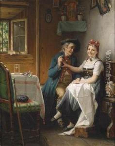 The Admirer Oil Painting - August Muller