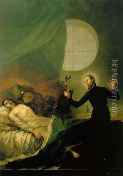 St Francis Borja at the Deathbed of an Impenitent Oil Painting - Francisco De Goya y Lucientes