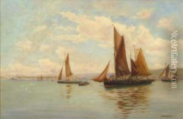 Fishing Boats In Mount Oil Painting - Henry Martin