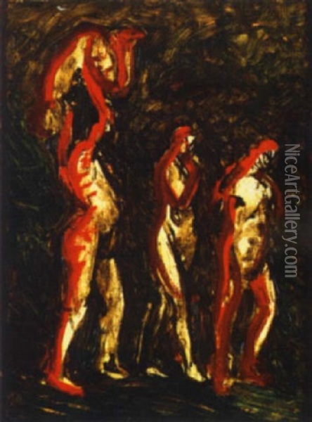 Baigneuses Oil Painting - Adolphe Peterelle