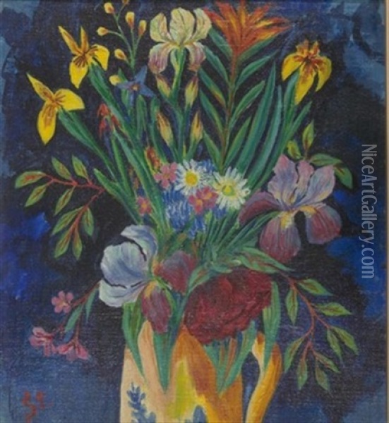 Fruhlingsblumen In Einem Krug Oil Painting - Stanislaw Stuckgold
