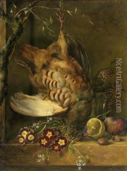 Still Life With Partridge Oil Painting - Petronella van Woensel