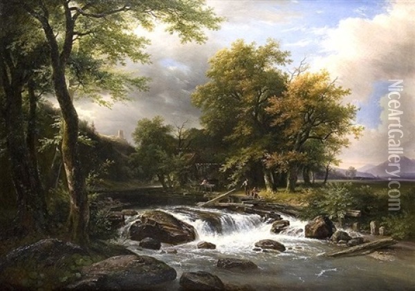 Flusslandschaft Oil Painting - Louis Etienne Watelet