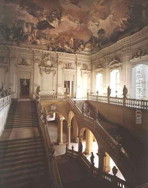 Stairwell seen from the gallery, looking south-east Oil Painting - Giovanni Battista Tiepolo