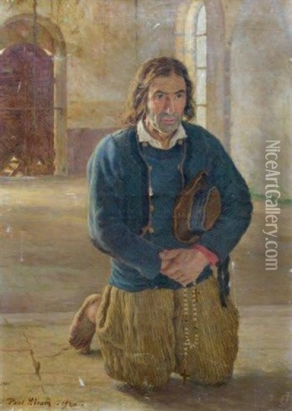 Breton A L'eglise Oil Painting - Paul Abram