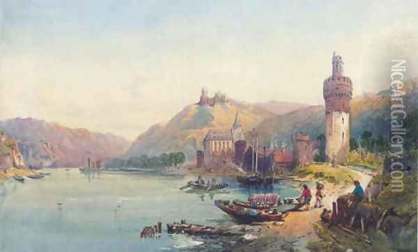 On the Rhine Oil Painting - Richard Principal Leitch