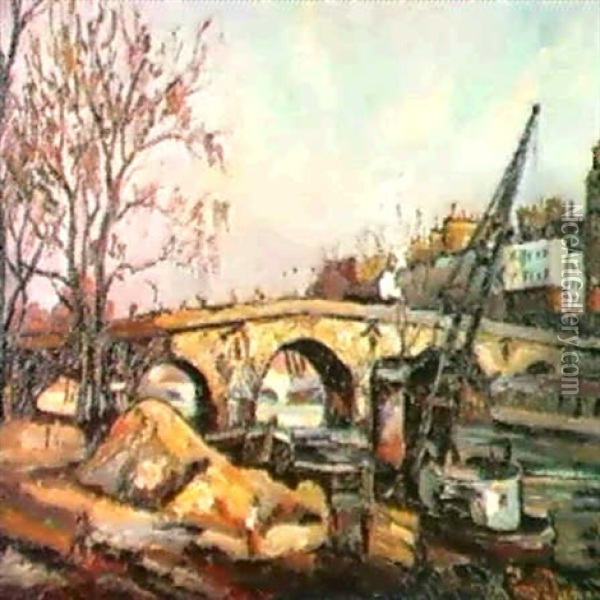 Paris Le Pont Marie Oil Painting - Pierre Dumont