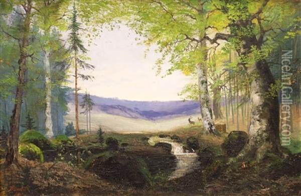 Lesni Paseka V Jarnim Oparu Oil Painting - Jan B. Minarik