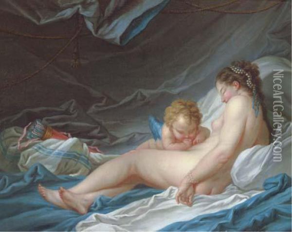 Venus And Cupid Asleep Oil Painting - Francois Boucher