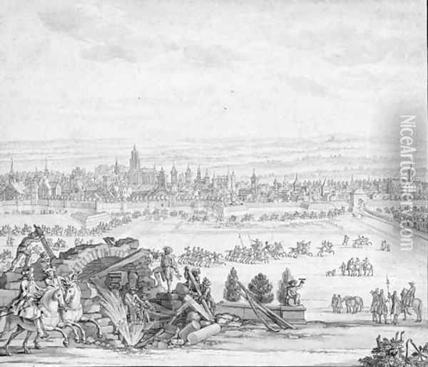 The army of King Louis XIV besieging Utrecht Oil Painting - Sebastien Leclerc
