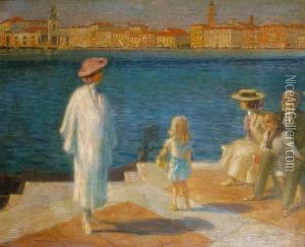 Admiring The View, Venice Oil Painting - Max Schlichting