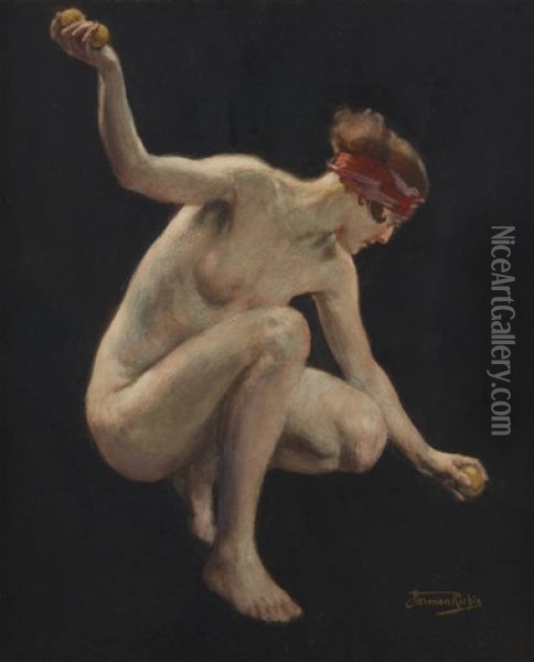 Danseuse Nue Aux Pommes Oil Painting - Herman Jean Joseph Richir