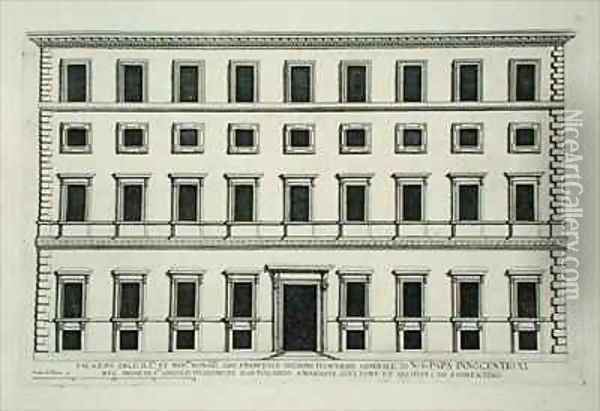 Palazzo of Giovanni Francesco Negroni Treasurer to Pope Innocent XI Rome Oil Painting - Pietro or Falda, G.B. Ferrerio