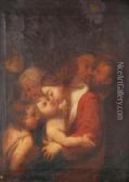 Schedone The Holy Familywith The Infant St. John Oil Painting - Bartolomeo Schedoni