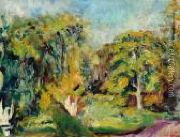 View Of A Park Oil Painting - Charles Dehoy