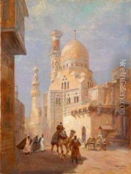 Strasenansicht In Kairo Oil Painting - Karoly Cserna