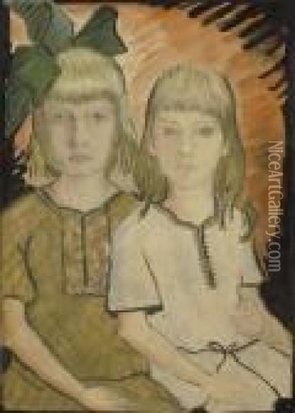 Helga And Eva Goerger Oil Painting - Otto Mueller