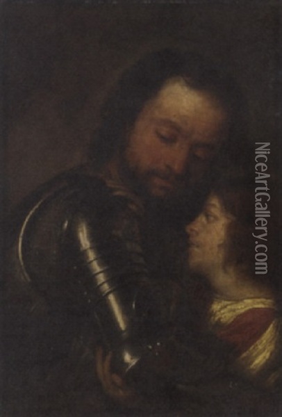 A Page Arming A Knight Oil Painting - Justus van (Verus ab) Egmont