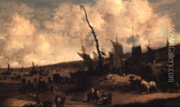 La Plage De Schveningen Oil Painting - Hendrick De Meijer