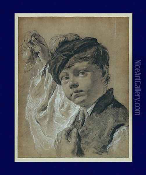 A Boy Holding a Pear Oil Painting - Giovanni Battista Piazzetta