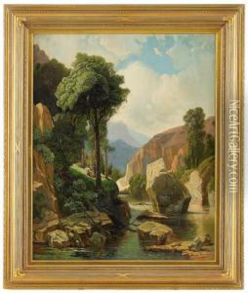 Mountain Landscape Oil Painting - Andrei Nikolaevich Shilder