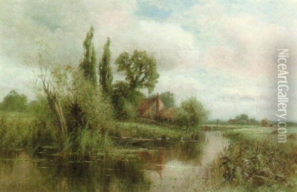 Backwater By The Thames Near Sonning Oil Painting - Henry John Kinnaird