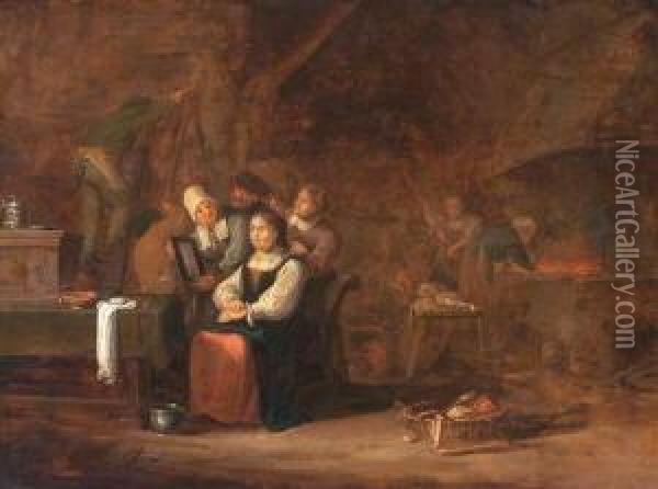 Hochzeitsvorbereitungen Im Niederlandischen Interieur Oil Painting - Barent Fabritius