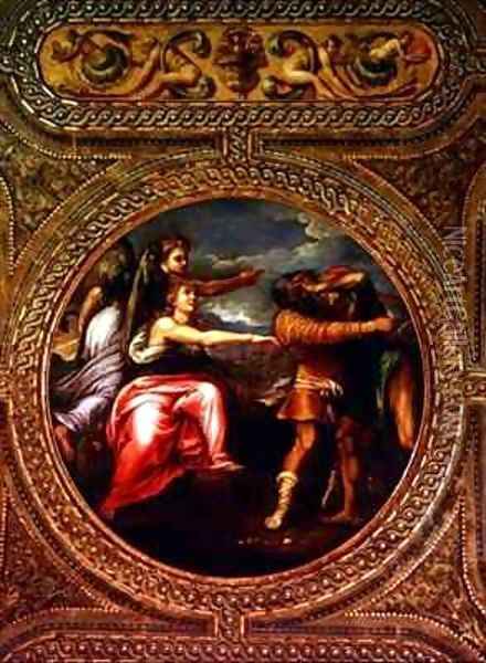 Allegory of Speed Toil and Exercise from the ceiling of the library Oil Painting - Battista Franco