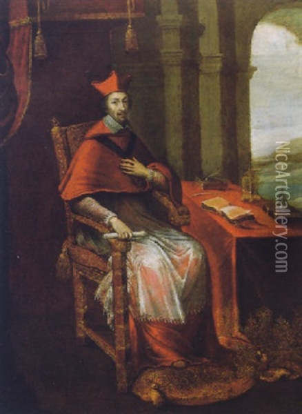 Portrait Of Cardinal Richelieu Oil Painting - Claude Deruet