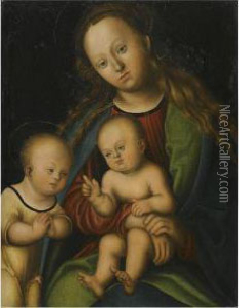 Virgin And Child With The Infant Saint John The Baptist Oil Painting - Lucas The Elder Cranach