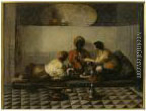 Femmes Au Harem Oil Painting - Edouard Charles De Beaumont