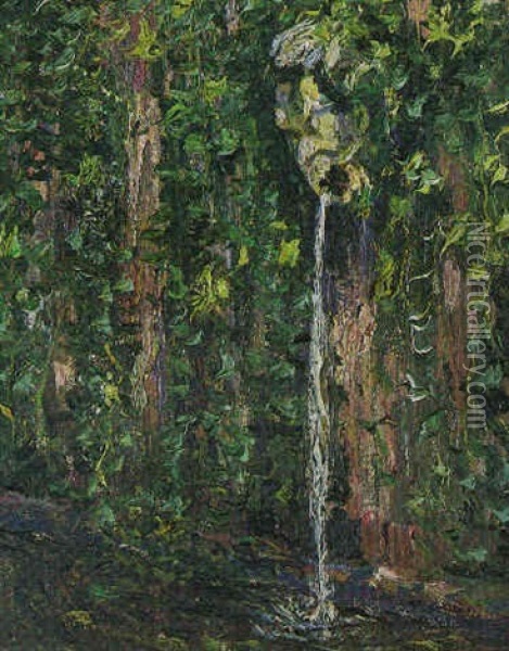 The Water Fountain Oil Painting - Ernest Lawson