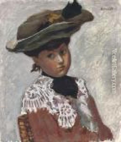 Portrait De Jeune Femme, Or Le Chapeau Oil Painting - Pierre Bonnard