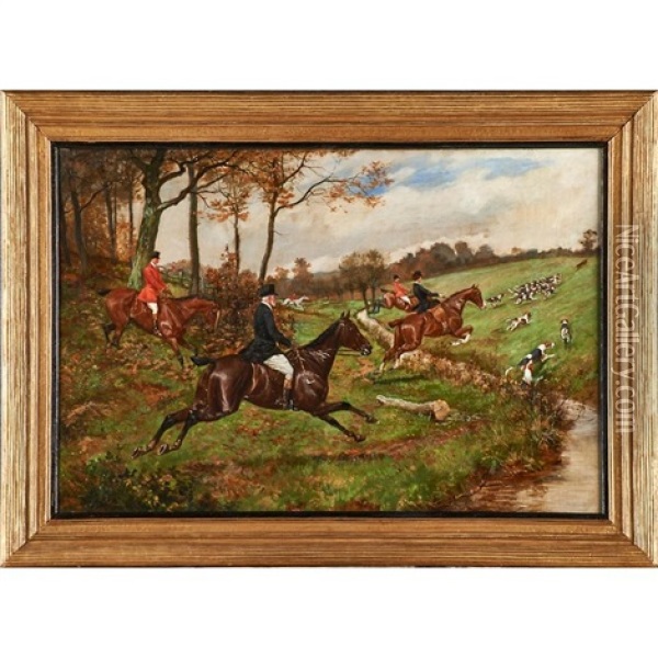Hunt Scene Oil Painting - George Derville Rowlandson