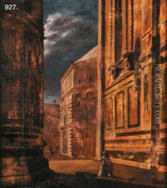 Ginevra Degli Almieri, Firenze Oil Painting - Odoardo Borrani