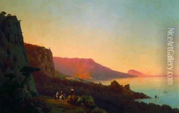 Evening in the Crimea Yalta Oil Painting - Ivan Konstantinovich Aivazovsky
