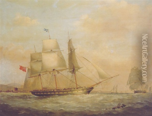 A Three-master And Other Opium Ships In The China Seas Oil Painting - William Huggins