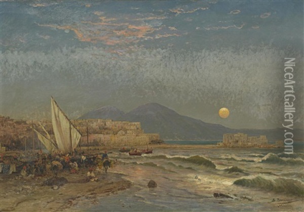 Fruher Morgen Am Strand Bei Neapel Oil Painting - Edmund Berninger